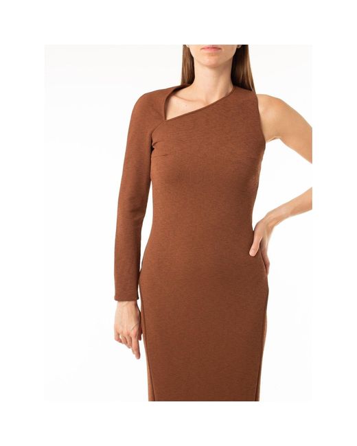 Monosuit Brown Today Asymmetric One-Sleeve Midi Dress