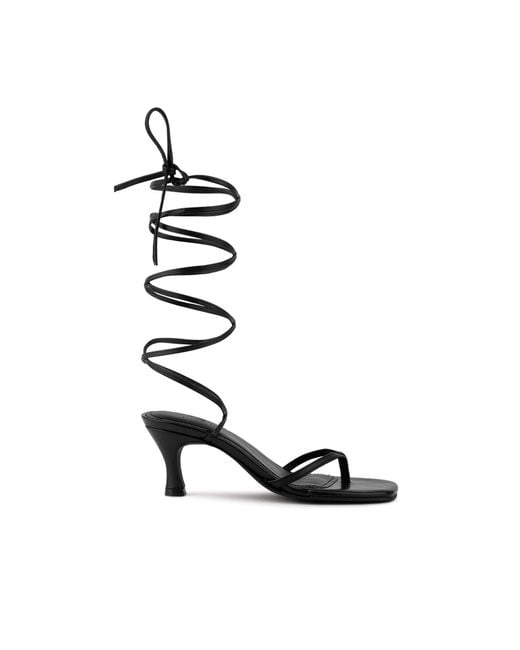 Rag & Co Black Dorita Kitten Heel Lace Up Sandal By Rag & Co