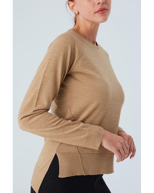 Peraluna Brown Vanessa Slit Detailed Asymmetric Fine Pullover