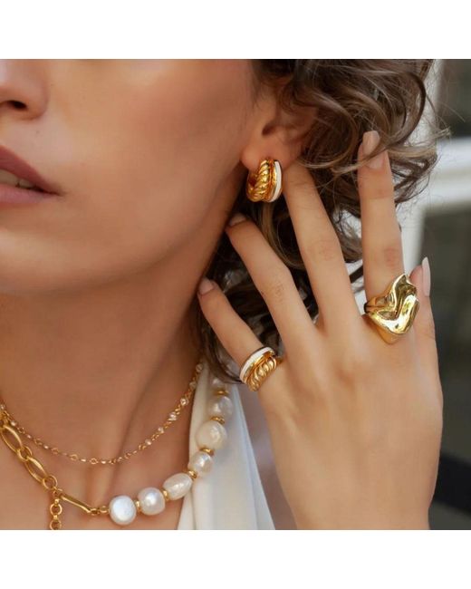 LINYA JEWELLERY Metallic Enamel Croissant Ring