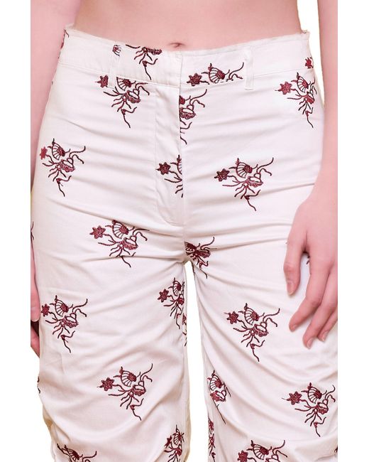 Pcfg White The Broderie Anglaise Edit High Waisted Embroidered Pants