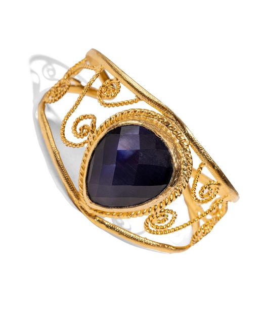 Ebru Jewelry Metallic Vintage Cat Eye Chunky Cuff Bracelet