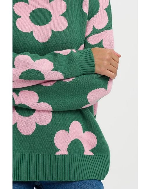 Sugarhill Green Leona Sweater, Fresh Flowers