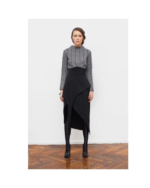 Julia Allert Gray High-Neck Top With Seams Soft Knit