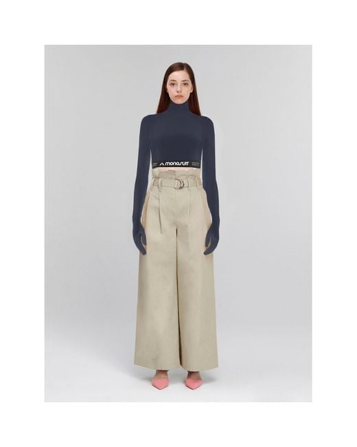 Monosuit Blue Long Sleeve Turtleneck Crop Top