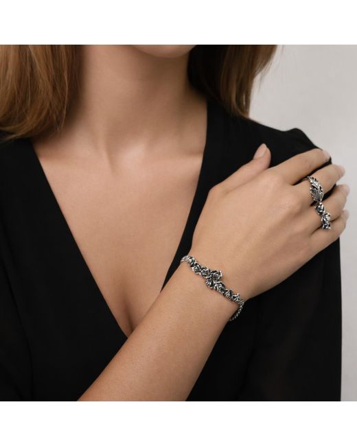 Unaloe Metallic Sterling Rose Chain Bracelet Olimpic – Handmade Italian Floral Jewelry