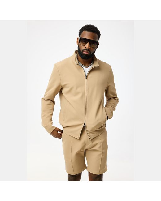 DAVID WEJ Natural Ashford Relaxed Zip Through Jacket for men