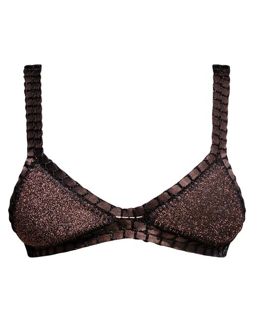 Luxsea Swimwear Brown Maui Lurex Crochet Triangle Bikini Top