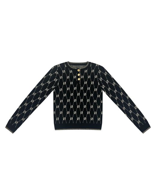 Roch Perel Black Monogrammed Edged Sweater