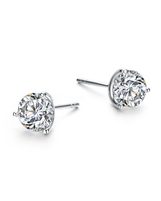 Genevive Jewelry Metallic Rachel Glauber Plated Three-Prong Martini Solitaire Stud Earrings