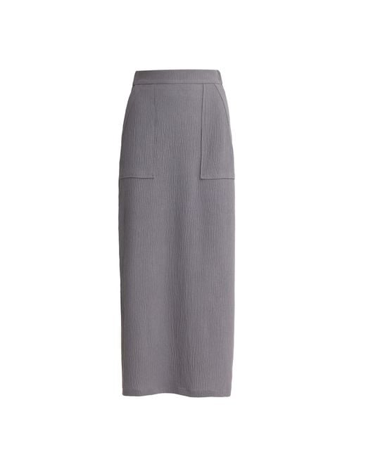 Julia Allert Gray Summer Crinkled Sleeveless Top & Long Skirt Two-Piece Set –