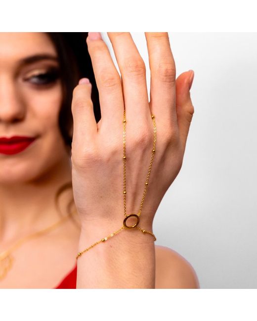 Lucy Quartermaine Metallic Art Deco Halo Hand Chain