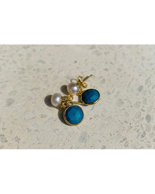 Pearls of the Orient Online Blue Nova Round & Cultured Freshwater Pearl Drop Earrings