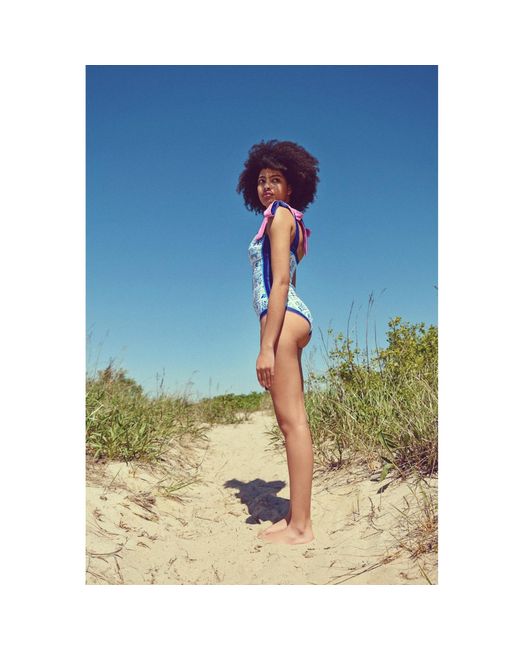 Jessie Zhao New York Blue Garden Reversible One Piece Swimsuit