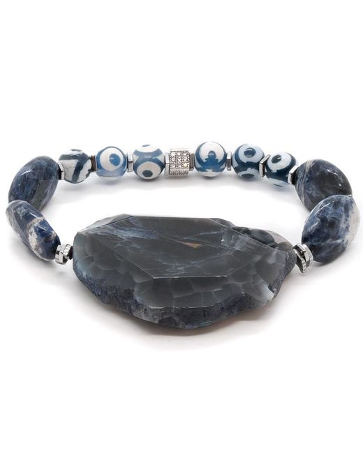 Ebru Jewelry Blue Natural Agate Stone Emotional Balance Bracelet