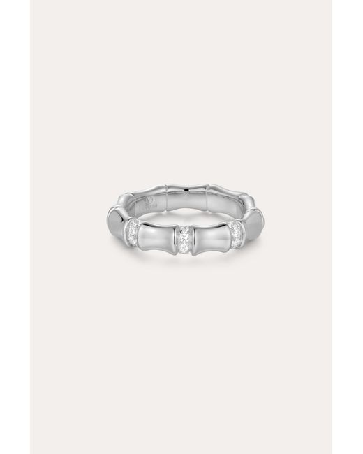 Vanhi White Bamboo Chunky Crystal Ring