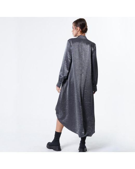 Metamorph Gray Shiny Metallic High-Low Dress