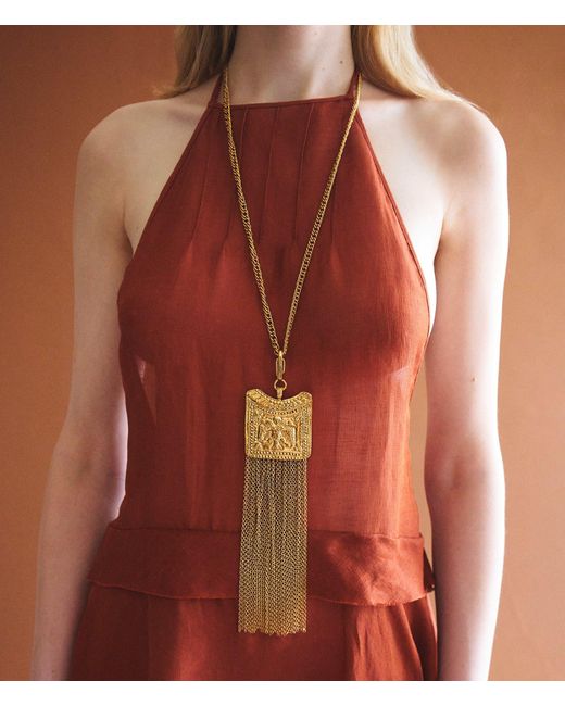 Lovard Metallic Double Eagle Tassel Necklace