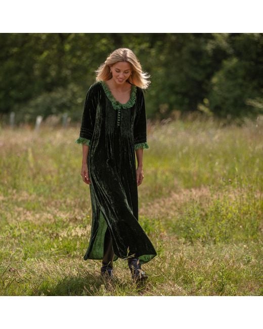 At Last Black Silk Velvet Annabel Maxi Dress