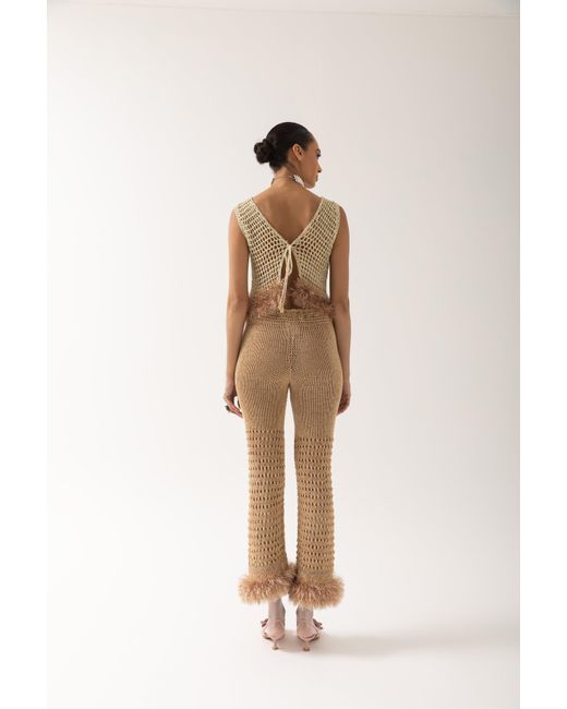 Andreeva Natural Handmade Crochet Top With Embroidery