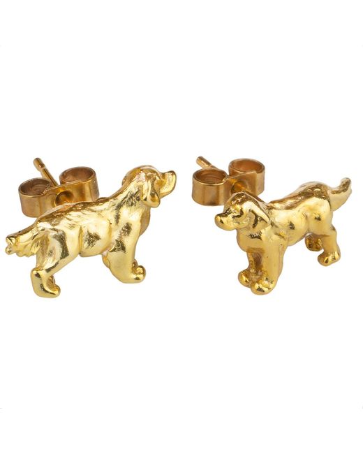 Simon Kemp Jewellers Metallic Golden Retriever Stud Earrings Eighteen Carat On Solid Sterling