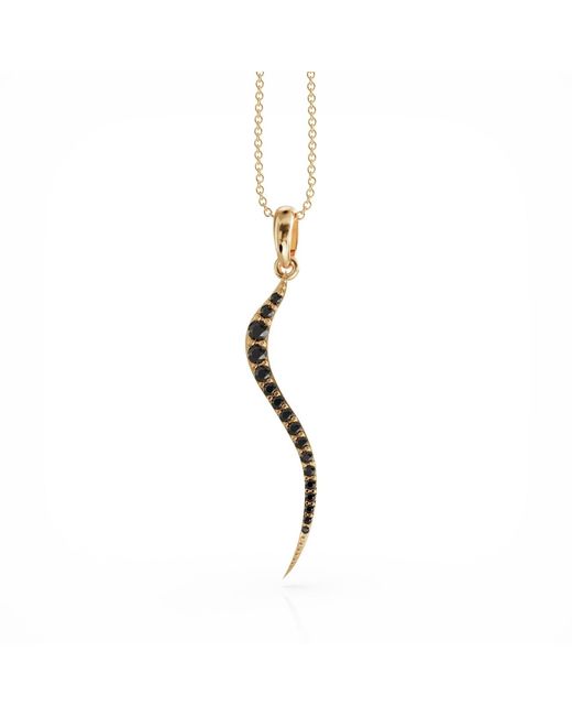 Linda Fiore Metallic Swirl Necklace With Onyx Cz
