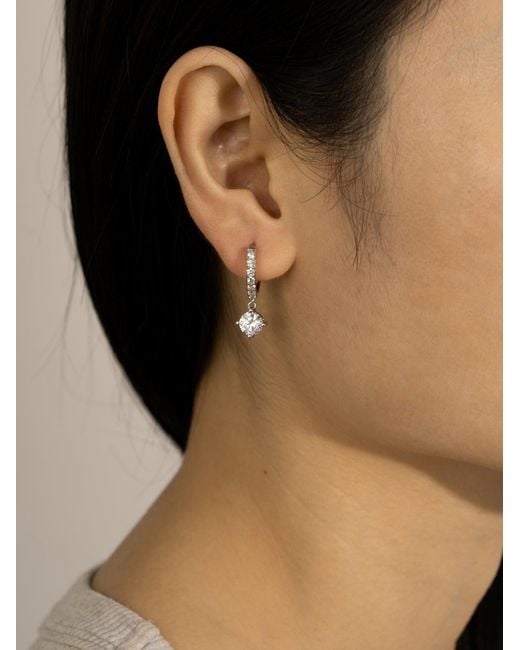Diamonbliss White Leverback Round Cut Earrings With Swarovski Three And Half Carats, Plated