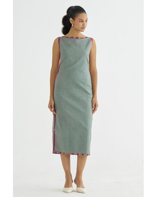 Maison Qala Gray Secret Margin Dress