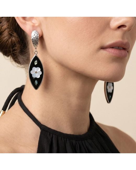 Jaredjamin Black Esperanza Upcycled Inlaid Onyx & Mother-Of-Pearl Clip-On Earrings