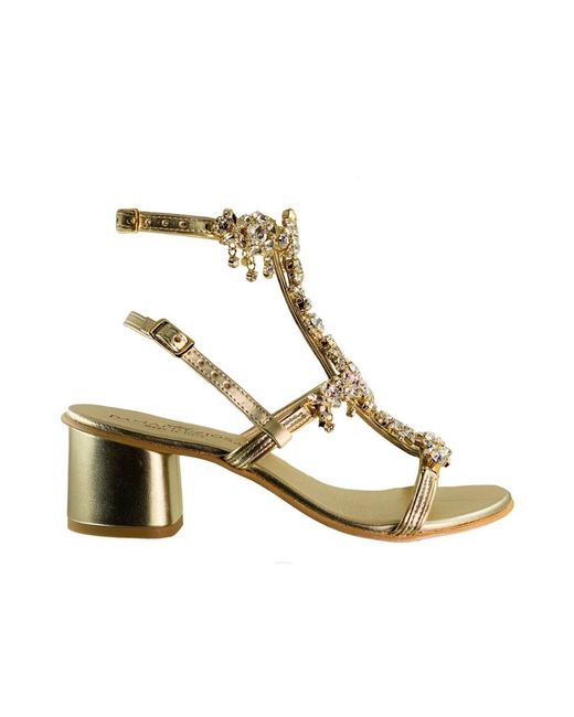 DAMAPREZIOSA Metallic Matilde Crystal-Embellished Vegan Jewel Sandal