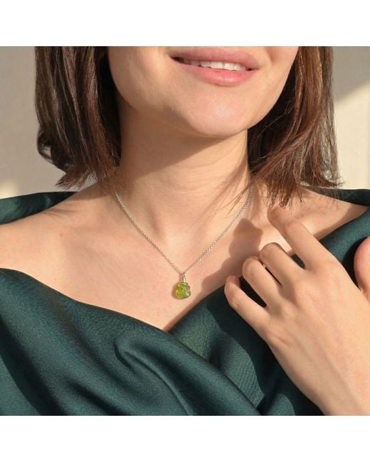 Harfi White Raw Peridot Sterling August Birthstone Necklace