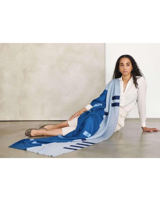 Variously Blue Harbor Hand Embroidered Modern Artisanal Scarf