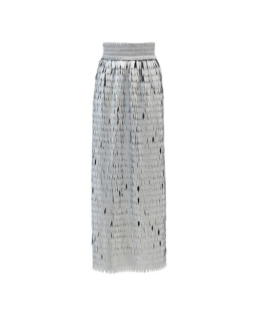 Julia Allert Gray Party Straight Maxi Sequin Skirt Silver