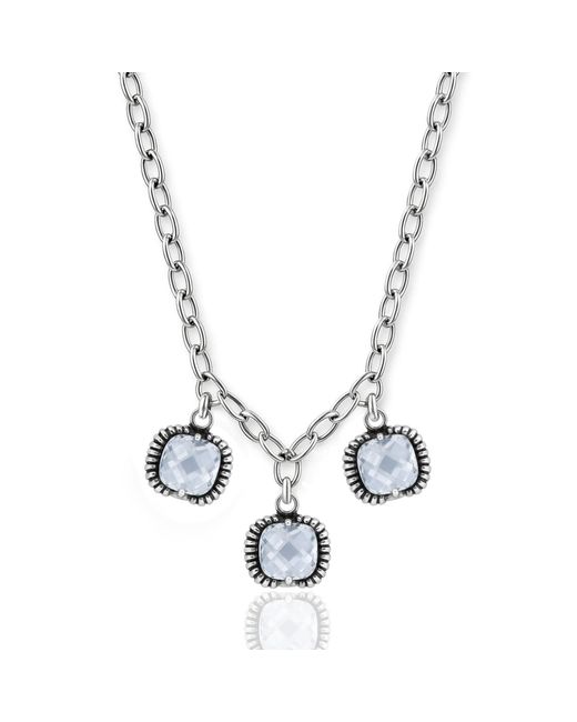 Unaloe Metallic Fantasy Sterling Crystal Necklace – Elegant Three Stone Pendant Jewelry For