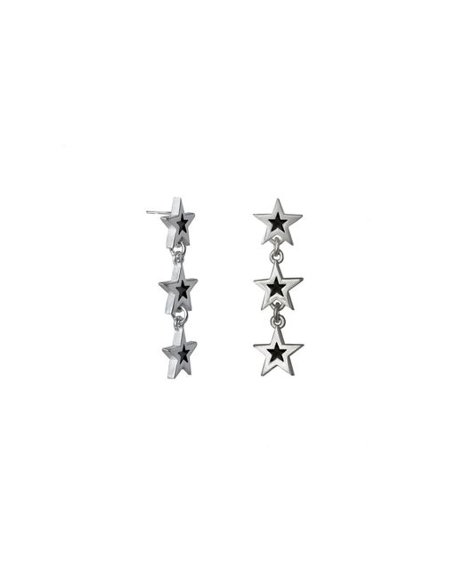 Edge Only White Megastar 3 Star Drop Earrings Sterling
