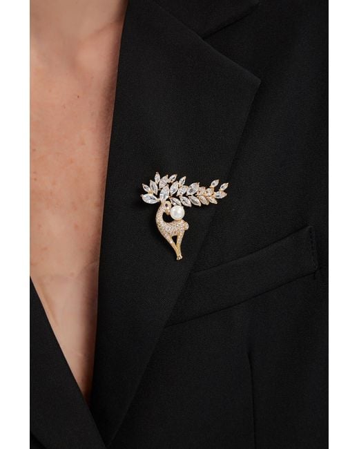 Classicharms Metallic Pavé & Pearl Reindeer Multi Way Brooch Pendant