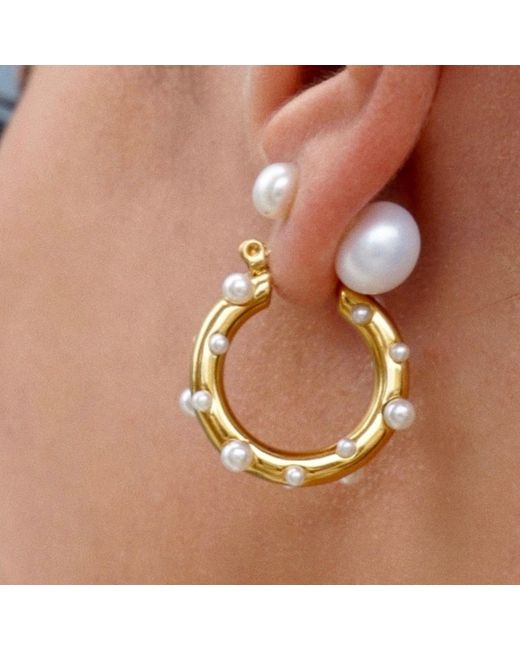 Ellie Vail Jewelry Metallic Nicoletta Pearl Hoop Earring