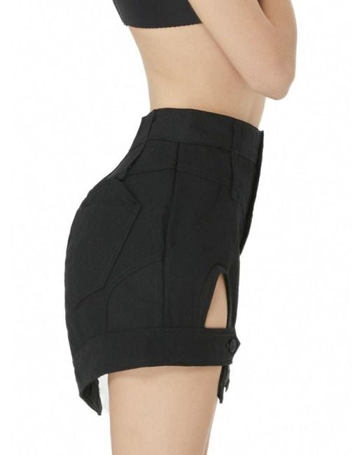 Gao Republic Black Mini Skirt Cut-Out Denim