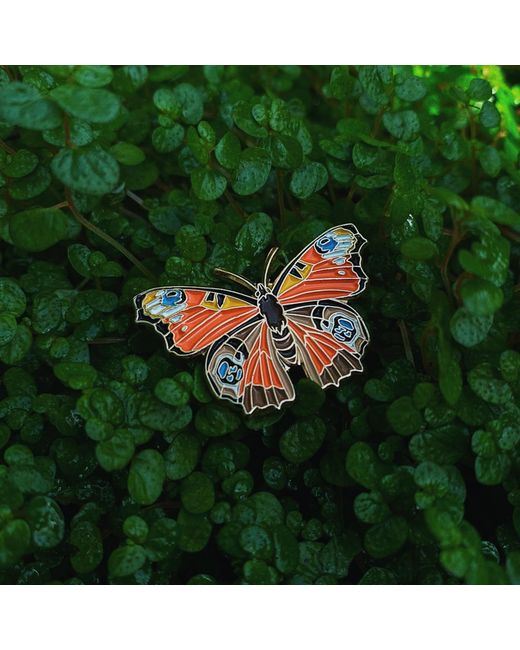 Make Heads Turn Orange Enamel Pin Butterfly