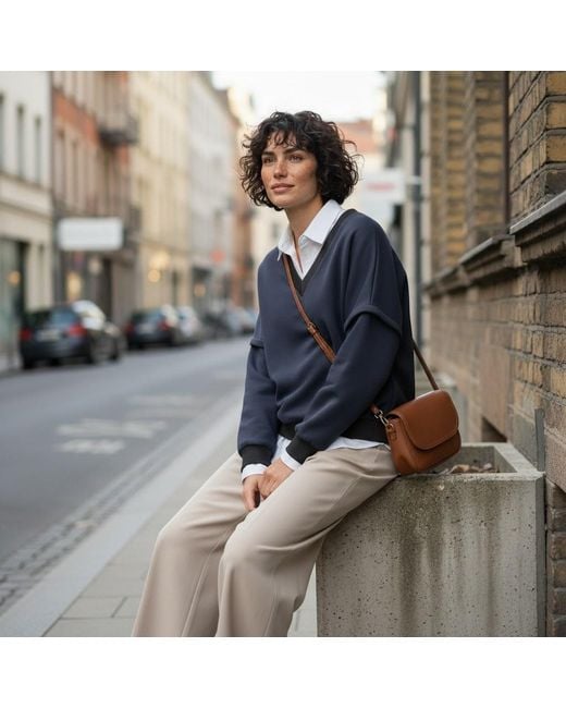BEIRA Blue Victoria V-Neck Sweatshirt –