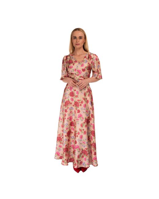 Sofia Tsereteli Red Classic Romance Silk Gown