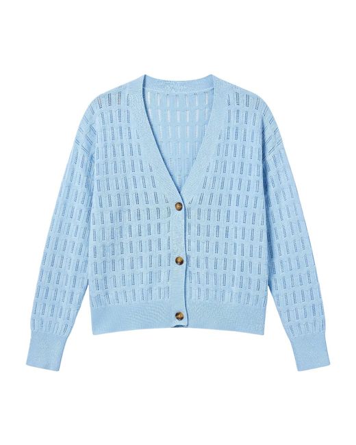 Brodie Cashmere Blue Scallop Trim Pretty Cardi