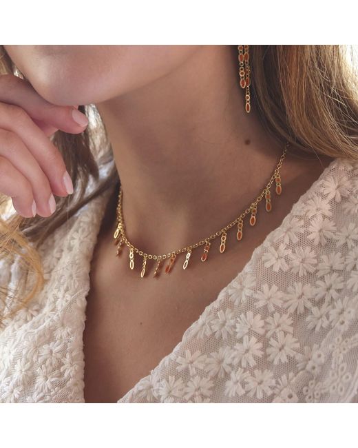Linda Fiore Metallic Amalei 18K Vermeil Necklace With Dark Enamel
