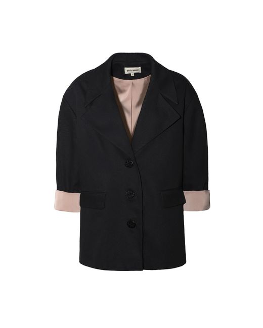 Julia Allert Black Stylish Relaxed-Fit Blazer With Contrast Lining