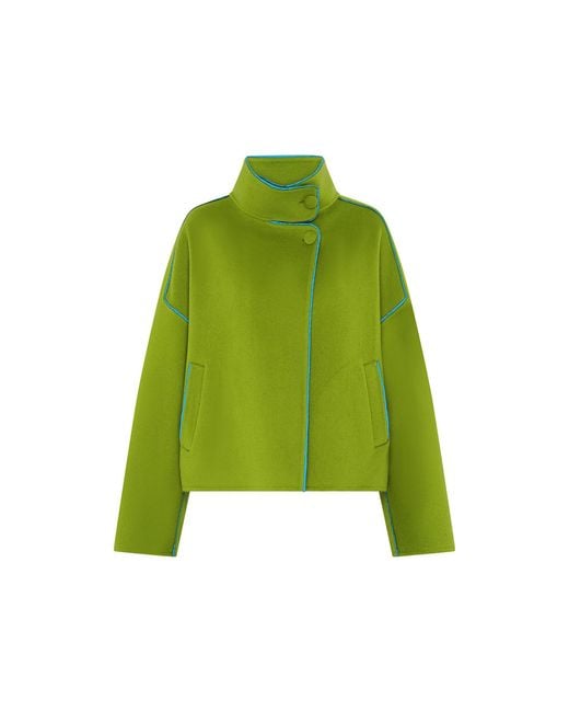 Beatrice von Tresckow Green Lime Cashmere Mix Audrey Bomber Jacket