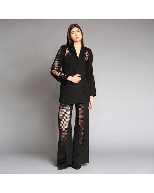 Silvia Serban Black Zig-Zag Laser Cut Suit