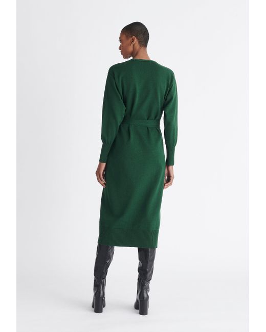 Paisie Green Knitted Wrap Dress In Dark