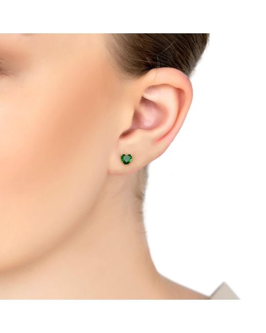 Latelita London Black Asscher Cut Heart Stud Earrings Emerald