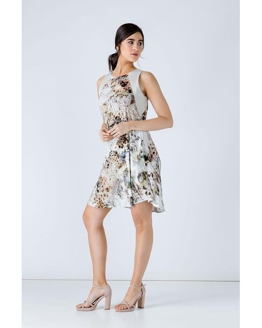 Conquista Natural Abstract Animal Print Dress