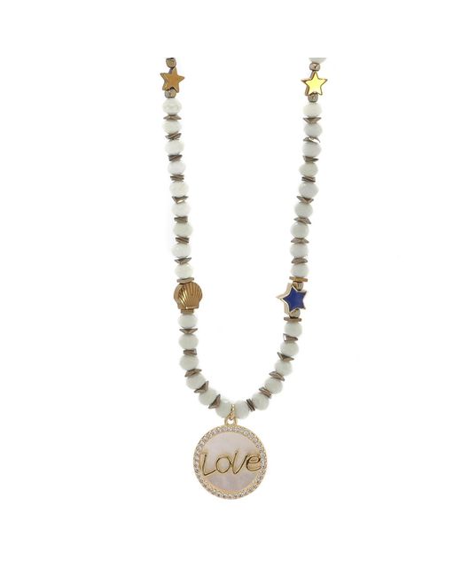 Ebru Jewelry Metallic Infinite Light Of Love Beaded Symbol Necklace